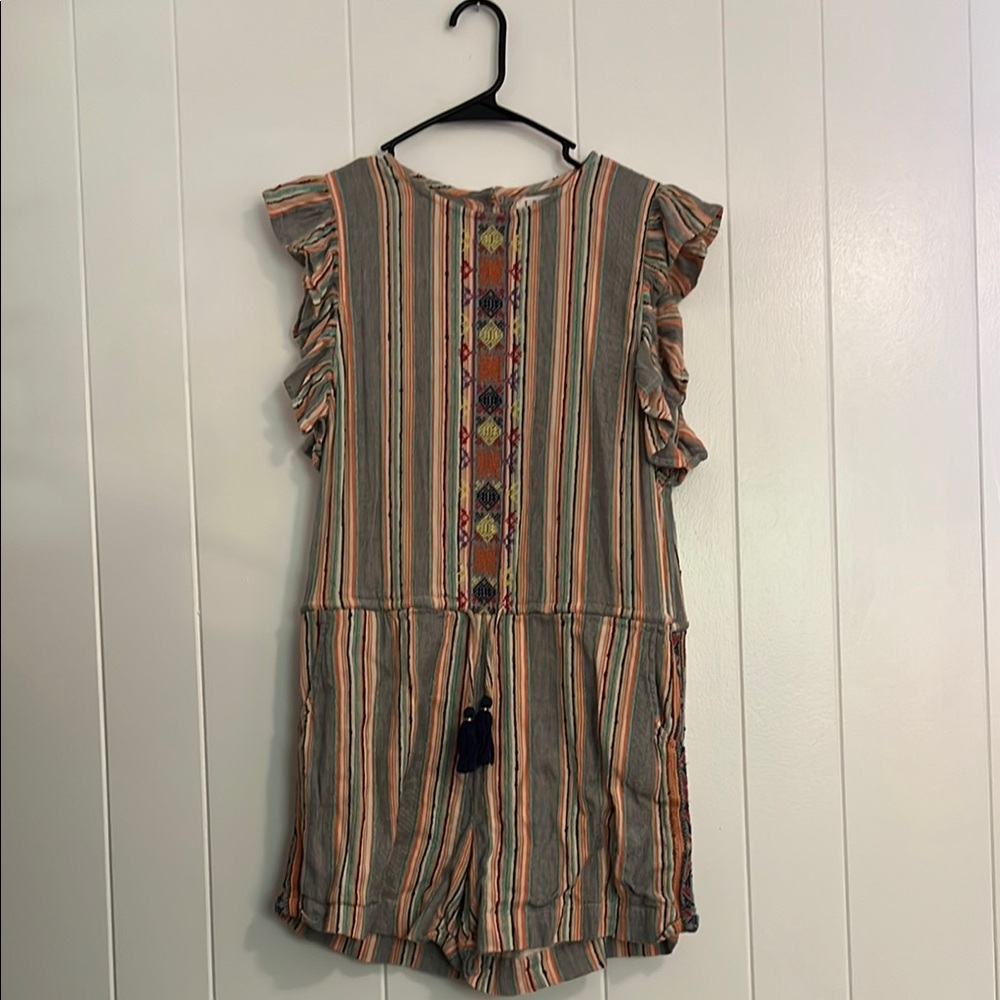 THML Multicolor Embroidered Striped Romper